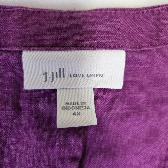 J.Jill 4X Love Linen Button Front Maxi Dress Purple Lagenlook Cottagecore V-Neck - Picture 14 of 16